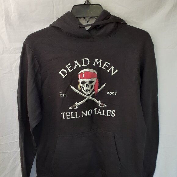 New Small Dead Men Tell No Tales Crossbones Black Pullover Hoodie - Picture 1 of 7